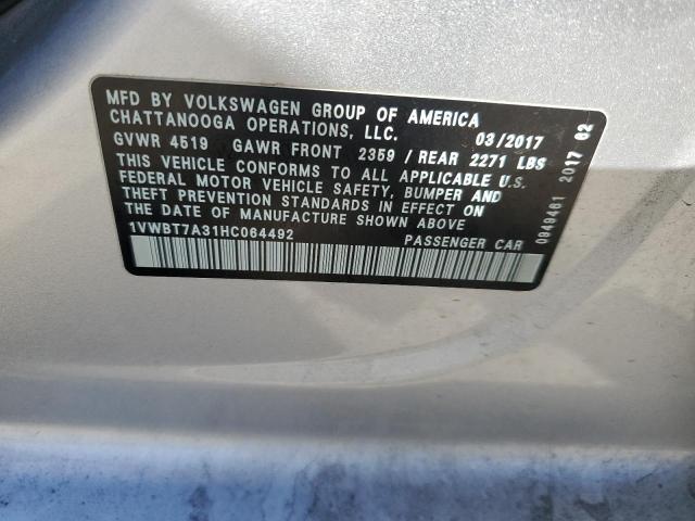 Photo 11 VIN: 1VWBT7A31HC064492 - VOLKSWAGEN PASSAT 