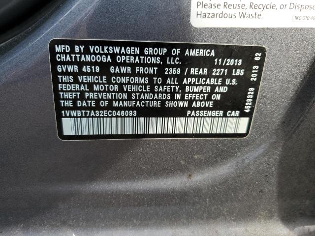 Photo 12 VIN: 1VWBT7A32EC046093 - VOLKSWAGEN PASSAT 