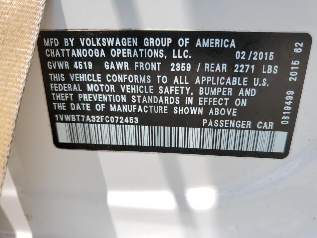 Photo 12 VIN: 1VWBT7A32FC072453 - VOLKSWAGEN PASSAT 