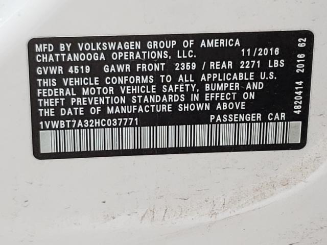 Photo 9 VIN: 1VWBT7A32HC037771 - VOLKSWAGEN PASSAT 