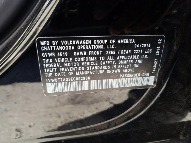 Photo 9 VIN: 1VWBT7A33EC092936 - VOLKSWAGEN PASSAT 