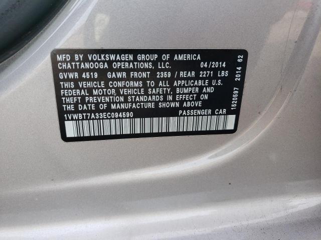 Photo 11 VIN: 1VWBT7A33EC094590 - VOLKSWAGEN PASSAT 