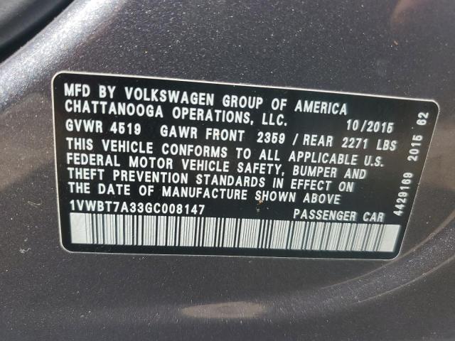 Photo 12 VIN: 1VWBT7A33GC008147 - VOLKSWAGEN PASSAT SE 