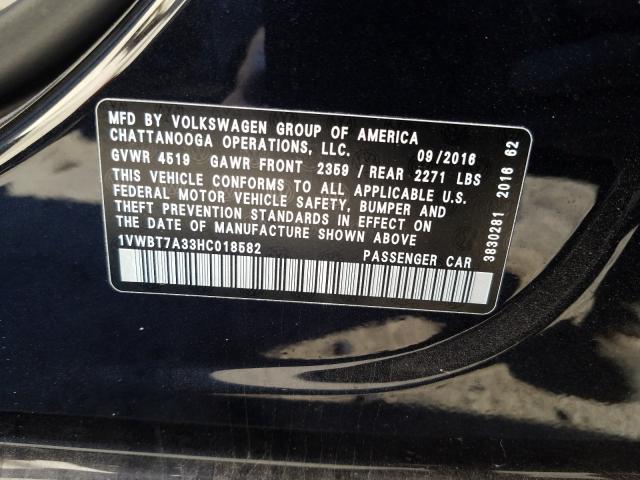 Photo 9 VIN: 1VWBT7A33HC018582 - VOLKSWAGEN PASSAT 