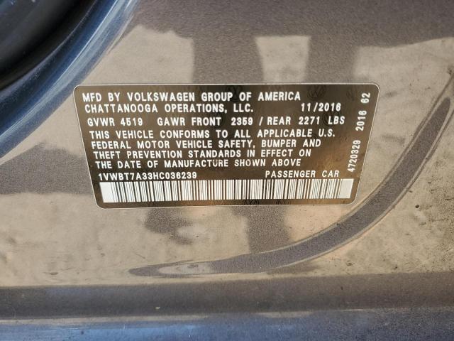 Photo 11 VIN: 1VWBT7A33HC036239 - VOLKSWAGEN PASSAT SE 