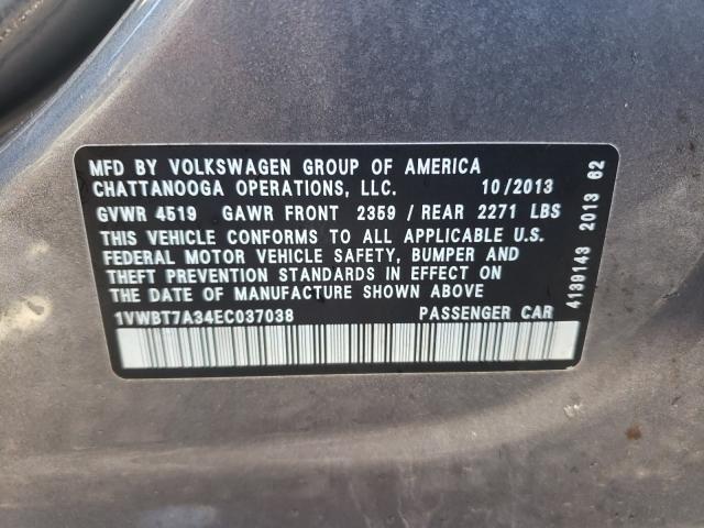 Photo 9 VIN: 1VWBT7A34EC037038 - VOLKSWAGEN PASSAT SE 