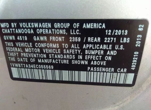 Photo 8 VIN: 1VWBT7A34EC055569 - VOLKSWAGEN PASSAT 