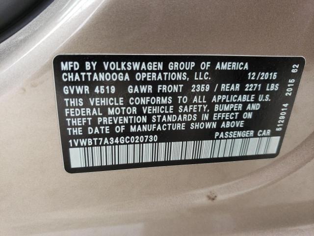 Photo 11 VIN: 1VWBT7A34GC020730 - VOLKSWAGEN PASSAT 