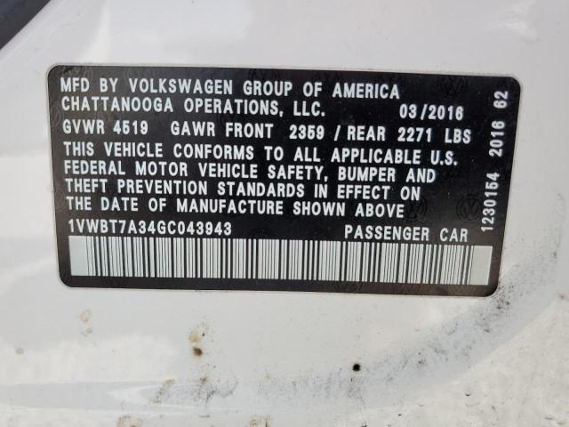 Photo 11 VIN: 1VWBT7A34GC043943 - VOLKSWAGEN PASSAT 