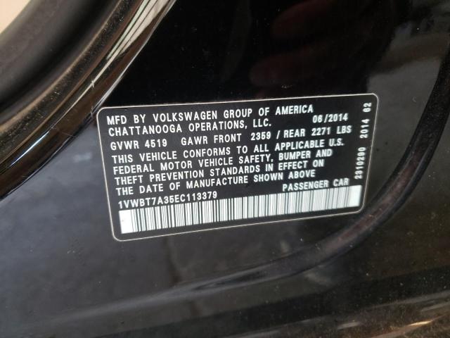 Photo 9 VIN: 1VWBT7A35EC113379 - VOLKSWAGEN PASSAT 