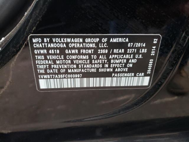 Photo 9 VIN: 1VWBT7A35FC003997 - VOLKSWAGEN PASSAT 