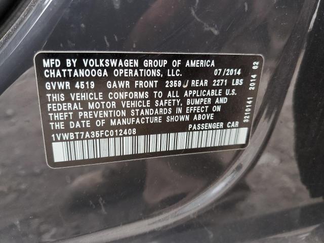 Photo 11 VIN: 1VWBT7A35FC012408 - VOLKSWAGEN PASSAT 