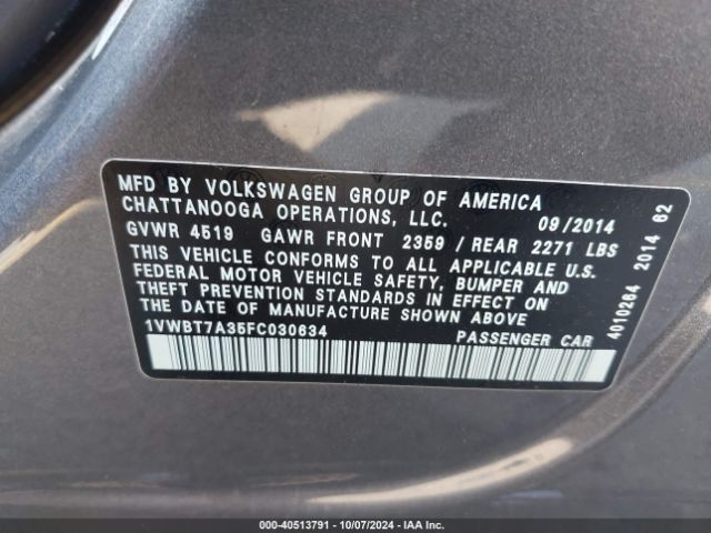 Photo 8 VIN: 1VWBT7A35FC030634 - VOLKSWAGEN PASSAT 