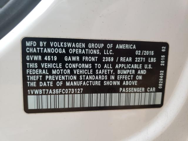 Photo 9 VIN: 1VWBT7A35FC073127 - VOLKSWAGEN PASSAT 