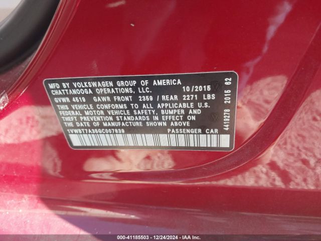 Photo 8 VIN: 1VWBT7A35GC007839 - VOLKSWAGEN PASSAT 