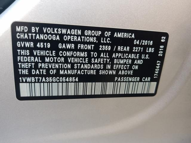 Photo 9 VIN: 1VWBT7A35GC054854 - VOLKSWAGEN PASSAT 