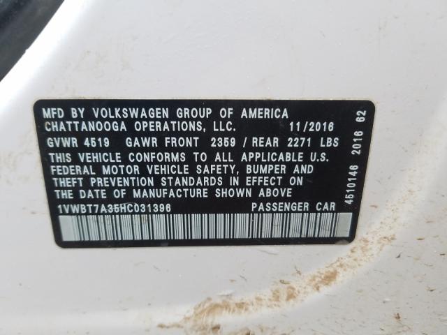 Photo 9 VIN: 1VWBT7A35HC031396 - VOLKSWAGEN PASSAT 