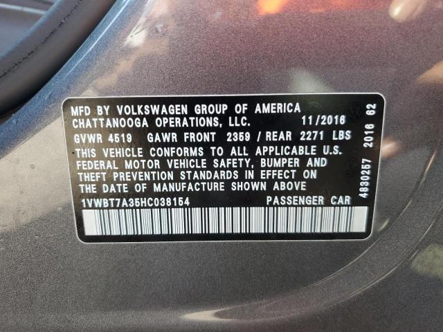 Photo 12 VIN: 1VWBT7A35HC038154 - VOLKSWAGEN PASSAT SE 