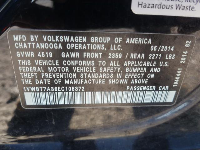 Photo 9 VIN: 1VWBT7A36EC105372 - VOLKSWAGEN PASSAT 