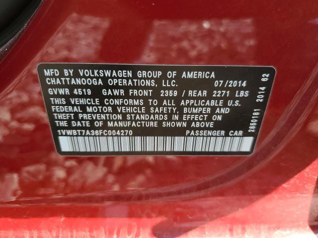 Photo 12 VIN: 1VWBT7A36FC004270 - VOLKSWAGEN PASSAT SE 