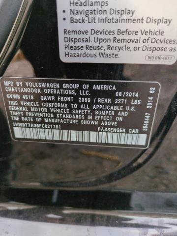 Photo 11 VIN: 1VWBT7A36FC021781 - VOLKSWAGEN PASSAT SE 