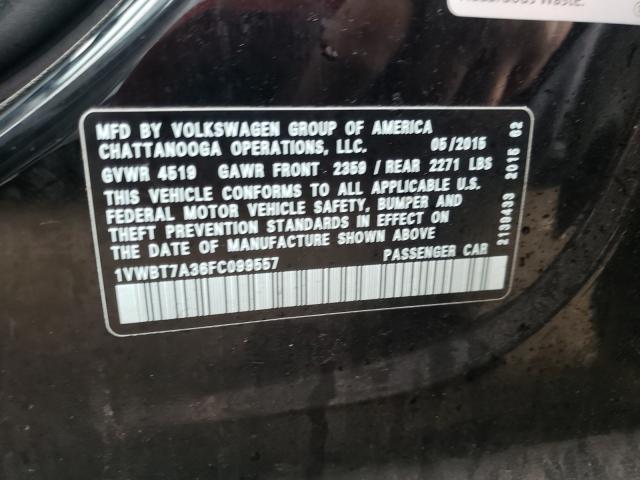 Photo 9 VIN: 1VWBT7A36FC099557 - VOLKSWAGEN PASSAT 