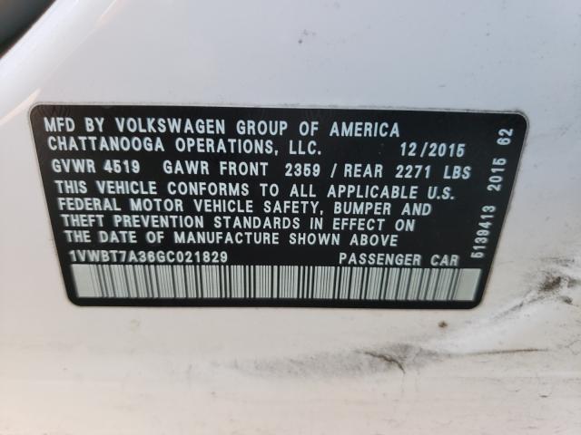 Photo 9 VIN: 1VWBT7A36GC021829 - VOLKSWAGEN PASSAT 