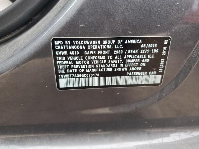 Photo 11 VIN: 1VWBT7A36GC070173 - VOLKSWAGEN PASSAT SE 