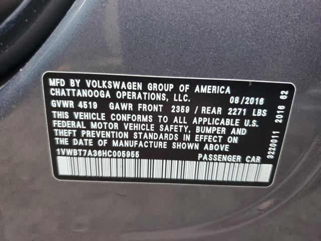 Photo 12 VIN: 1VWBT7A36HC005955 - VOLKSWAGEN PASSAT 