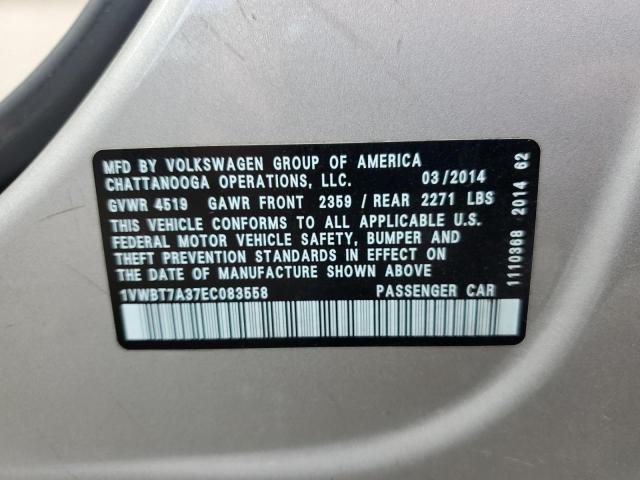 Photo 12 VIN: 1VWBT7A37EC083558 - VOLKSWAGEN PASSAT 