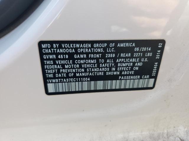 Photo 11 VIN: 1VWBT7A37EC111004 - VOLKSWAGEN PASSAT SE 