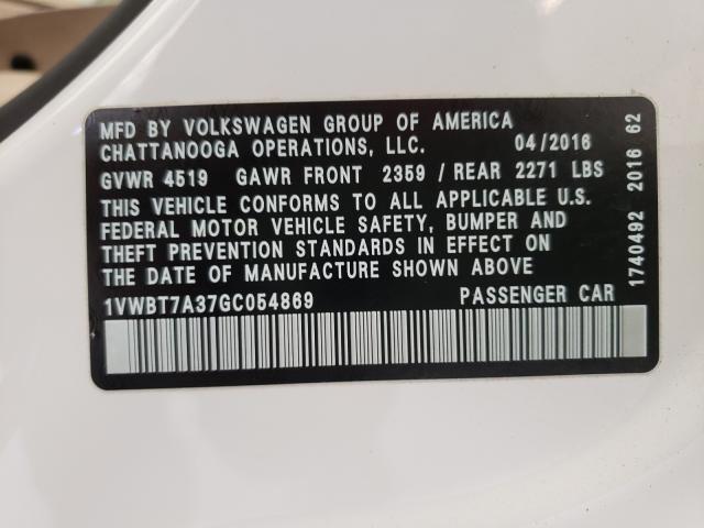 Photo 9 VIN: 1VWBT7A37GC054869 - VOLKSWAGEN PASSAT 