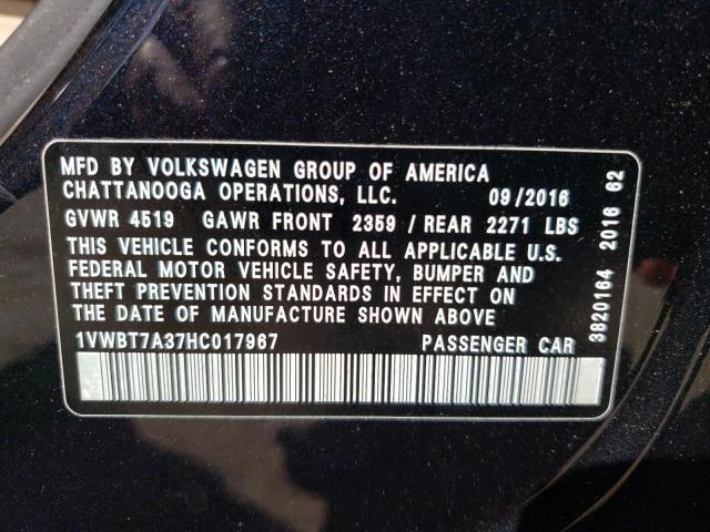 Photo 9 VIN: 1VWBT7A37HC017967 - VOLKSWAGEN PASSAT SE 