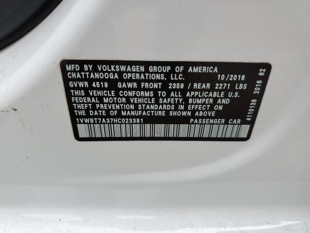 Photo 12 VIN: 1VWBT7A37HC023381 - VOLKSWAGEN PASSAT 