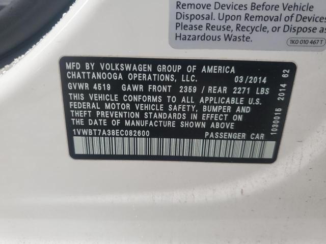 Photo 12 VIN: 1VWBT7A38EC082600 - VOLKSWAGEN PASSAT SE 