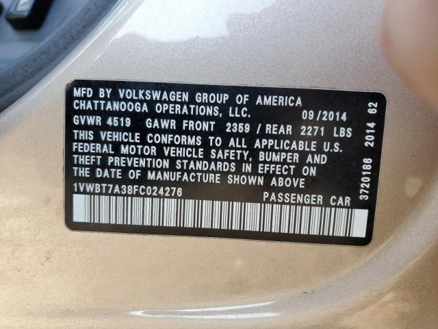 Photo 11 VIN: 1VWBT7A38FC024276 - VOLKSWAGEN PASSAT 