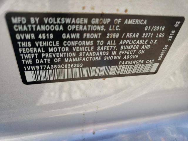 Photo 11 VIN: 1VWBT7A38GC026353 - VOLKSWAGEN PASSAT 