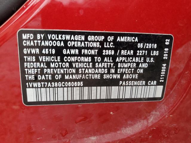 Photo 11 VIN: 1VWBT7A38GC060695 - VOLKSWAGEN PASSAT 