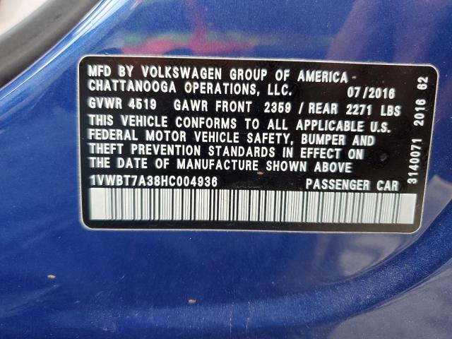 Photo 11 VIN: 1VWBT7A38HC004936 - VOLKSWAGEN PASSAT 