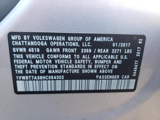 Photo 11 VIN: 1VWBT7A38HC054302 - VOLKSWAGEN PASSAT 