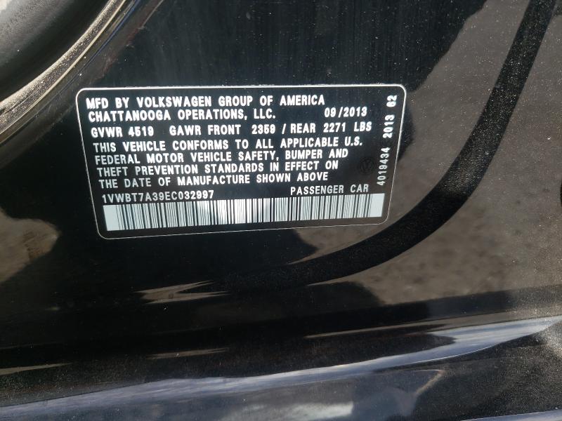 Photo 9 VIN: 1VWBT7A39EC032997 - VOLKSWAGEN PASSAT SE 