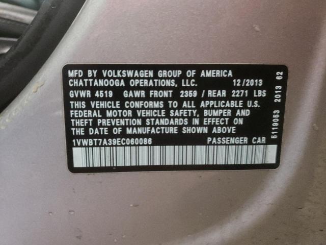 Photo 12 VIN: 1VWBT7A39EC060086 - VOLKSWAGEN PASSAT 