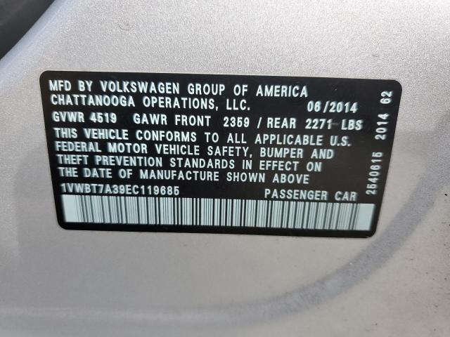 Photo 12 VIN: 1VWBT7A39EC119685 - VOLKSWAGEN PASSAT 