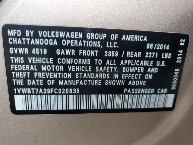 Photo 11 VIN: 1VWBT7A39FC020835 - VOLKSWAGEN PASSAT 