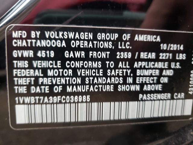 Photo 9 VIN: 1VWBT7A39FC036985 - VOLKSWAGEN PASSAT 