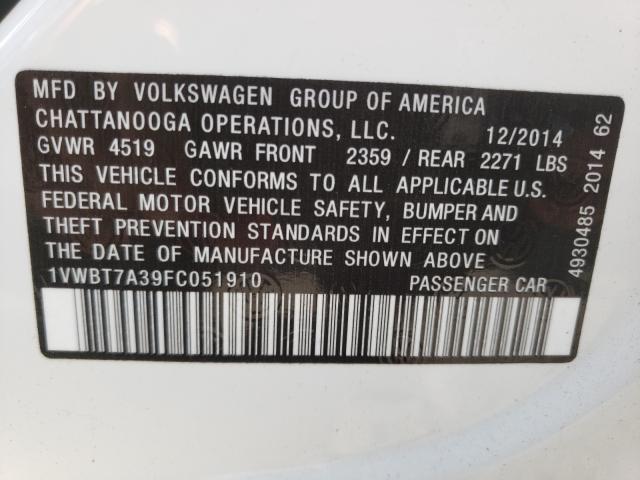 Photo 9 VIN: 1VWBT7A39FC051910 - VOLKSWAGEN PASSAT 