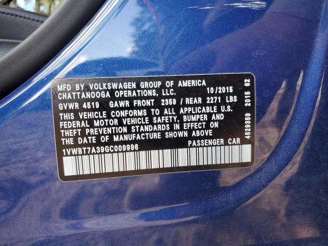 Photo 11 VIN: 1VWBT7A39GC009996 - VOLKSWAGEN PASSAT SE 