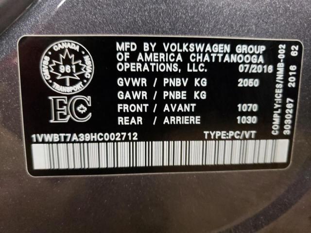 Photo 11 VIN: 1VWBT7A39HC002712 - VOLKSWAGEN PASSAT 