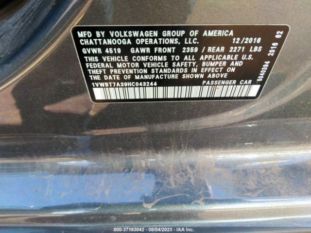 Photo 8 VIN: 1VWBT7A39HC043244 - VOLKSWAGEN PASSAT 