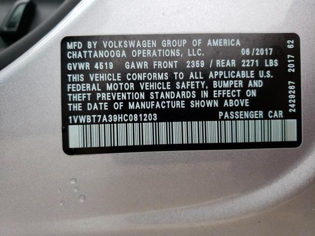 Photo 9 VIN: 1VWBT7A39HC081203 - VOLKSWAGEN PASSAT 